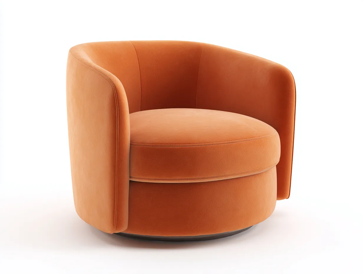 Sessel Textil 83x80x74 cm - Terrakottaorange - Wohnzimmer-Sessel mit kompaktem Rundsockel-Cozymyio