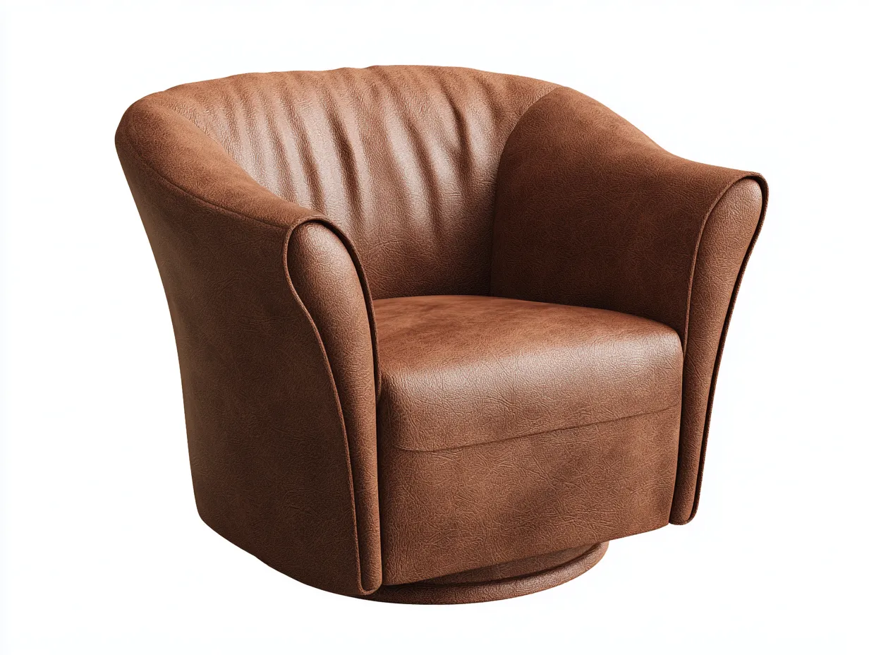 Sessel Kunstleder 87x82x74 cm - Cognacbraun - Wohnzimmer-Sessel mit geschwungenen Armlehnen-Cozymyio
