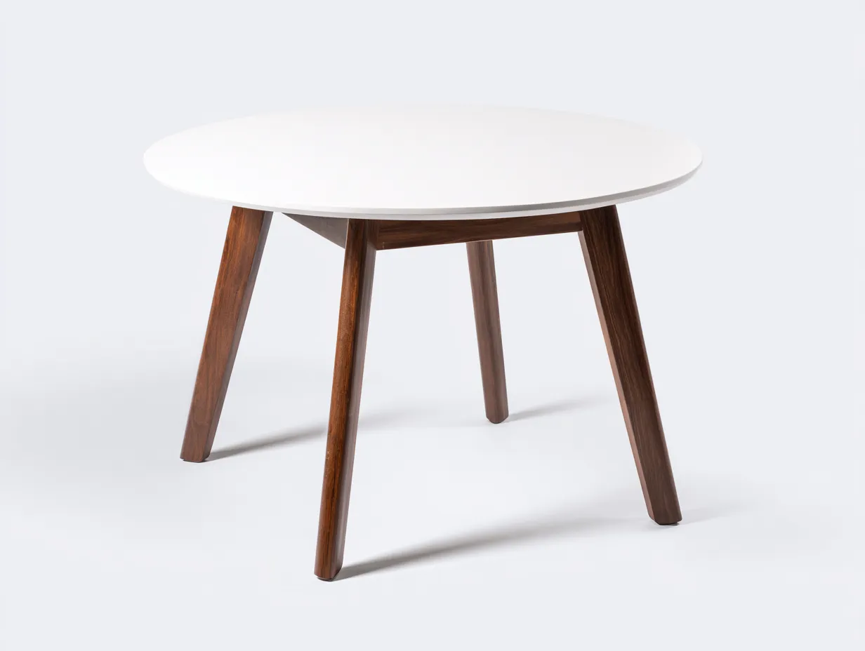 Esstisch aus Holz 130x130x75 cm - Walnussbraun - für das Esszimmer - runde Tischplatte mit konischem Sockel-Craftuphub