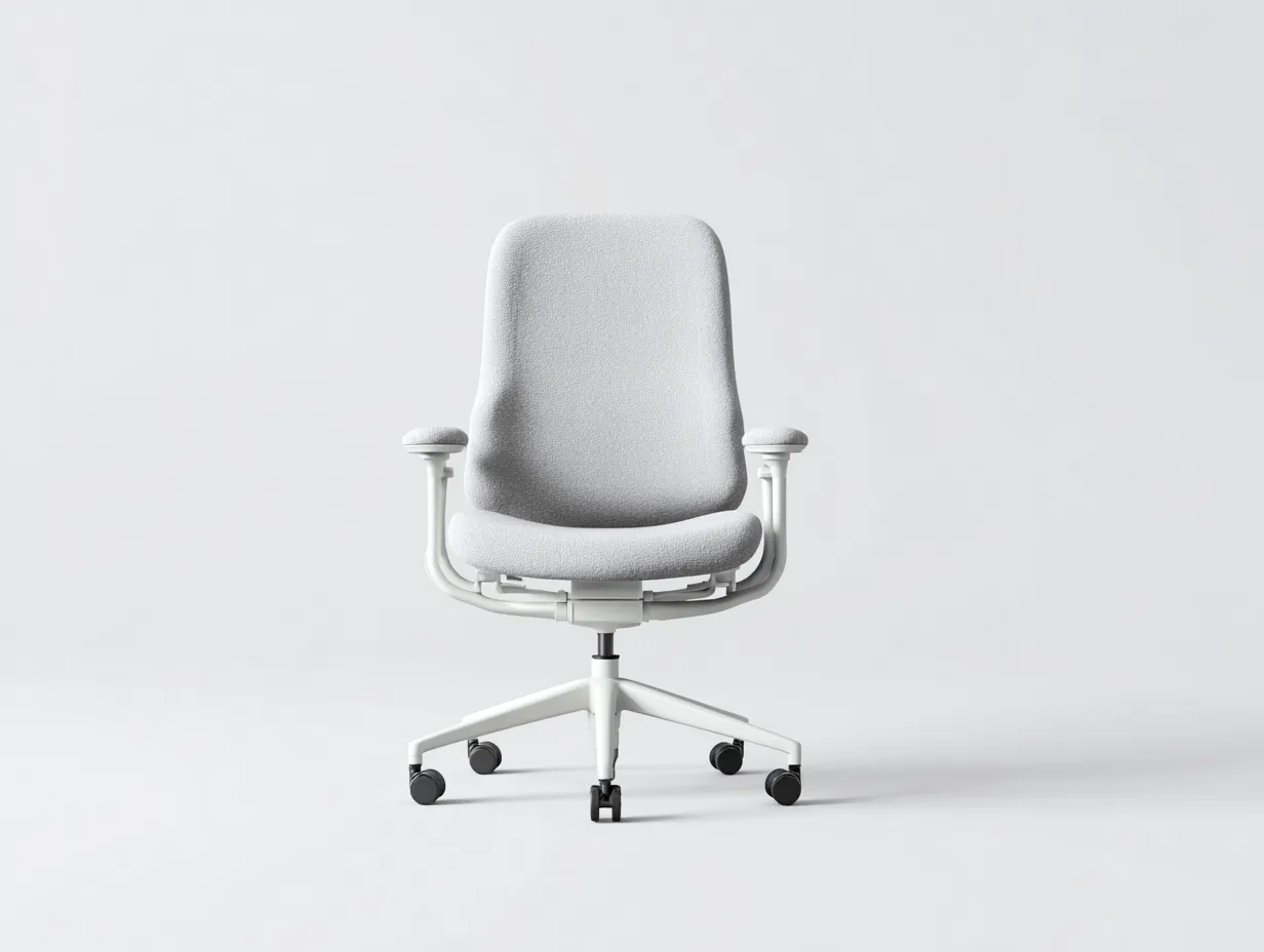 Bürostuhl Stoffbezug 64x68x96-106 cm - Hellgrau und Weiß - ergonomisch mit Rollen und Armlehnen für Büro-Craftuphub