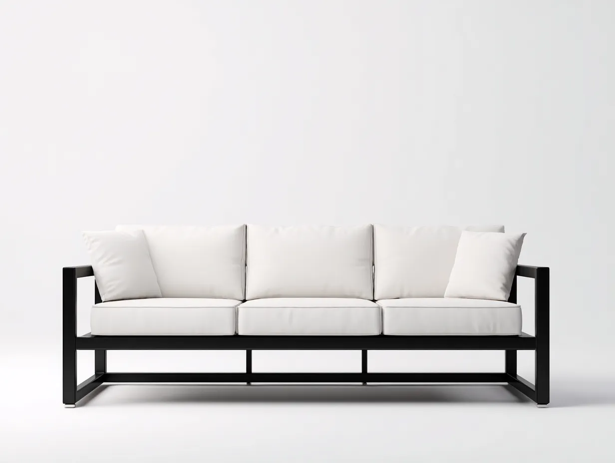 3-Sitzer-Sofa 226x82x75 cm - Metall Schwarz und Weiß - Outdoor Sofa mit klarer Rahmenstruktur-Craftuphub