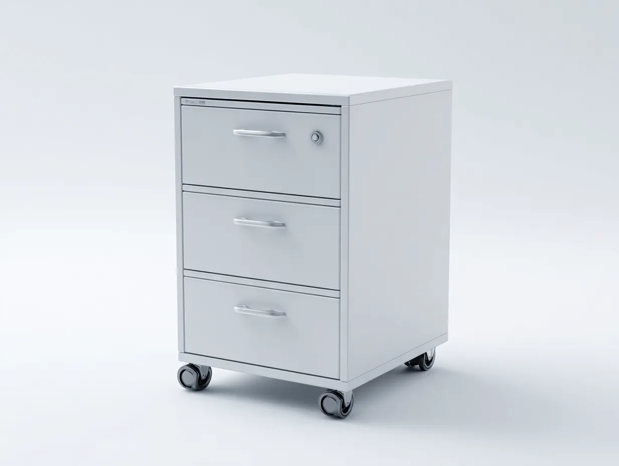 Aktenschrank 45x47x63 cm - Metall Weiß - Rollcontainer für Büro mit 3 Schubladen-Craftuphub