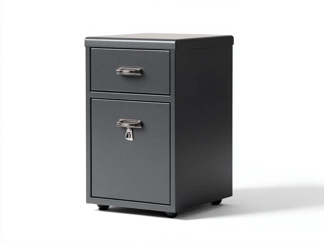 Aktenschrank 43x45x58 cm - Metall Anthrazit - Büro Rollcontainer mit Schublade und Hängeregisterfach-Craftuphub