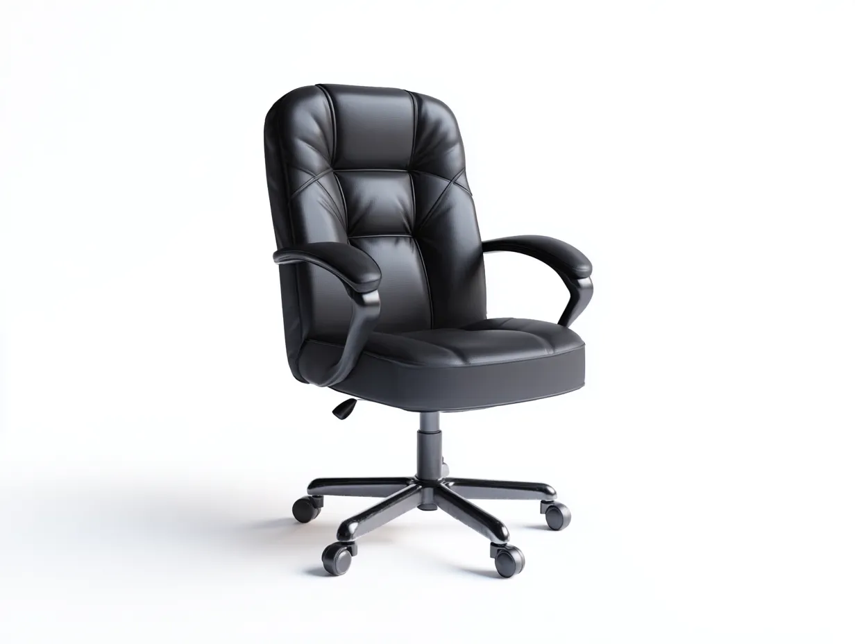 Bürostuhl Kunstleder 65x68x108-116 cm - Schwarz - ergonomisch mit Rollen und gepolsterter Lehne für Arbeitsplatz-Craftuphub