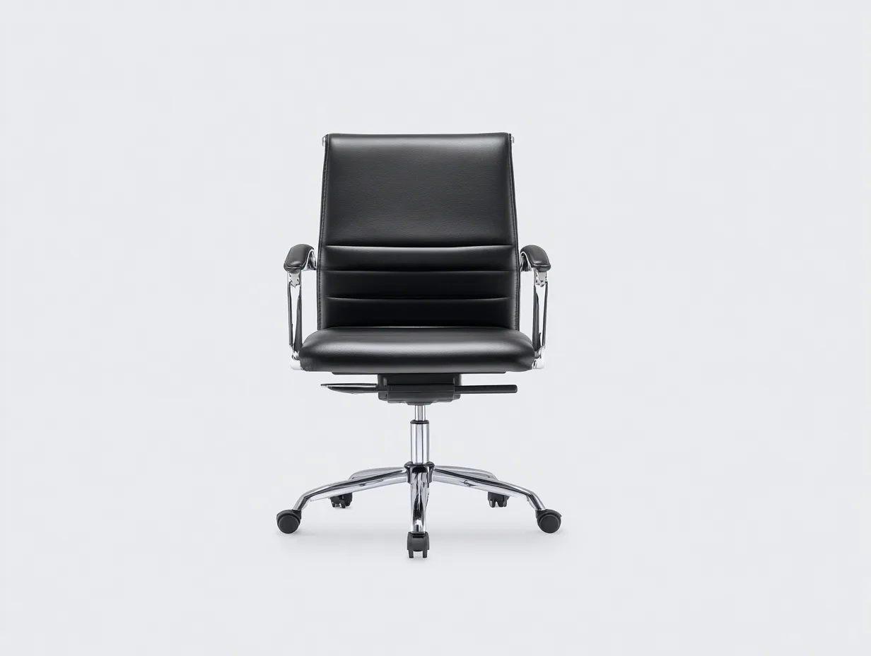Bürostuhl Kunstlederoptik 60x64x90-98 cm - Schwarz und Silber - drehbar mit Rollen und Armlehnen für Büro-Craftuphub