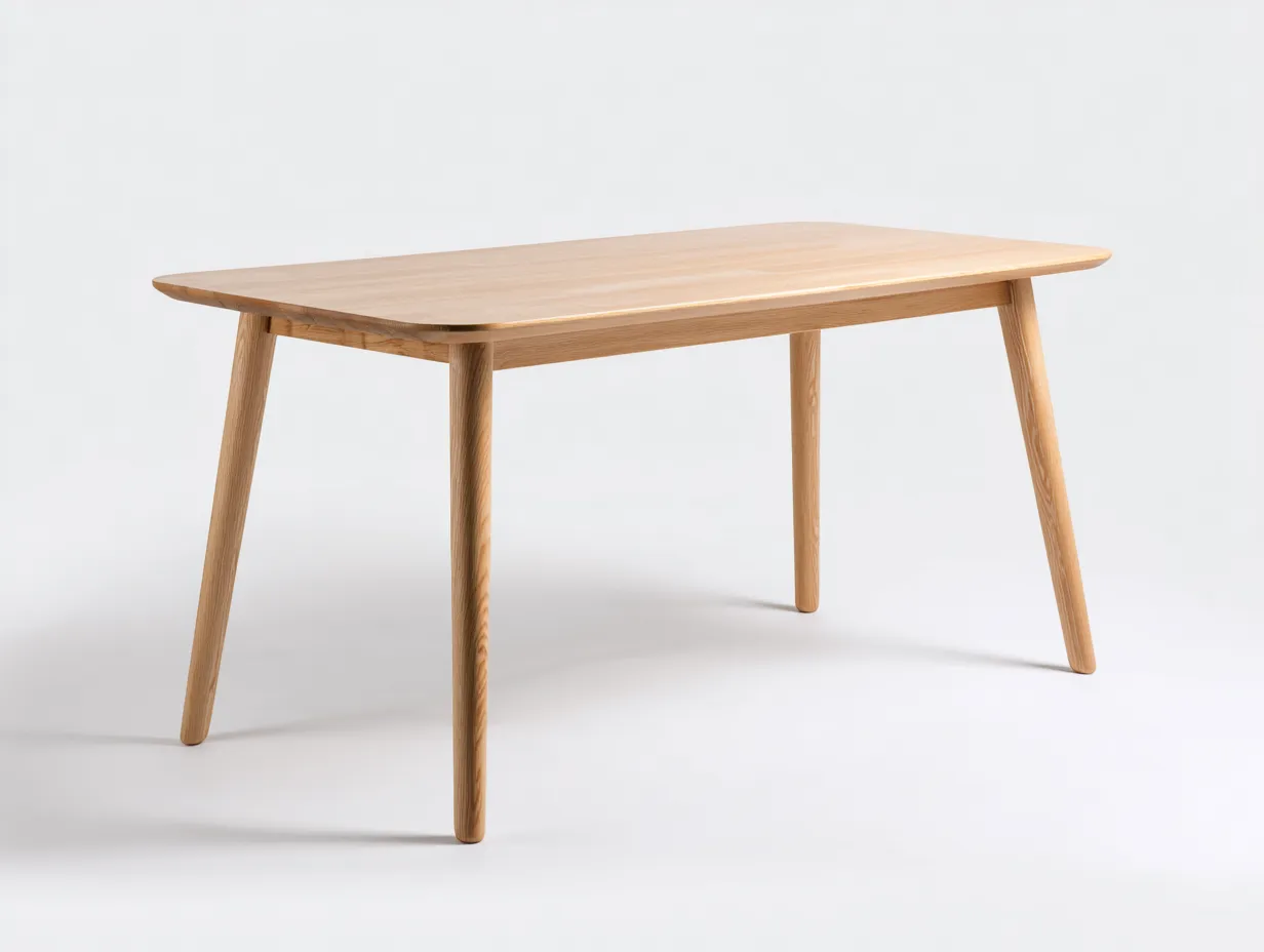 Esstisch aus Holz 170x90x75 cm - Natur - für das Esszimmer - mit schlanker Platte und konischen Beinen-Craftuphub