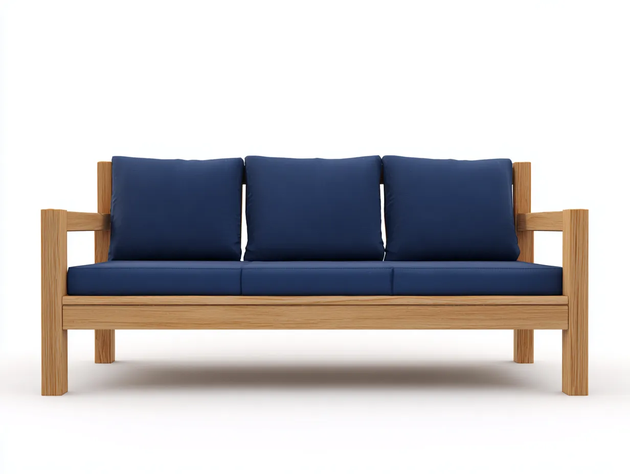 3-Sitzer-Sofa 225x84x78 cm - Holz Dunkelblau - Outdoor Sofa mit geradem Rahmen und Rückenpolstern-Craftuphub