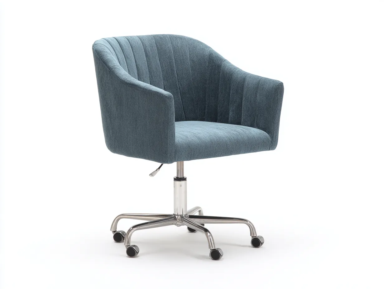 Bürostuhl Stoffbezug 62x66x84-94 cm - Blau und Silber - drehbar mit Rollen und Schalensitz für Büro-Craftuphub