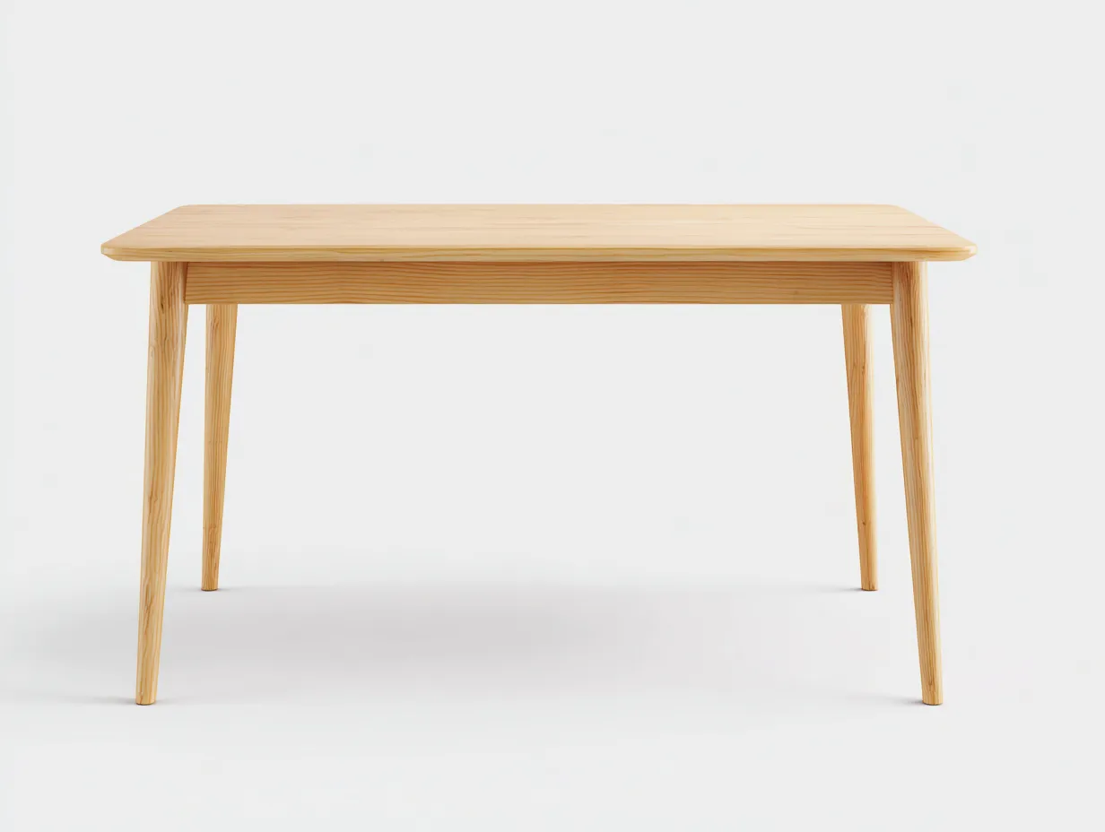 Esstisch aus Holz 160x85x75 cm - Natur - für das Esszimmer - mit abgerundeten Ecken und schrägen Beinen-Craftuphub