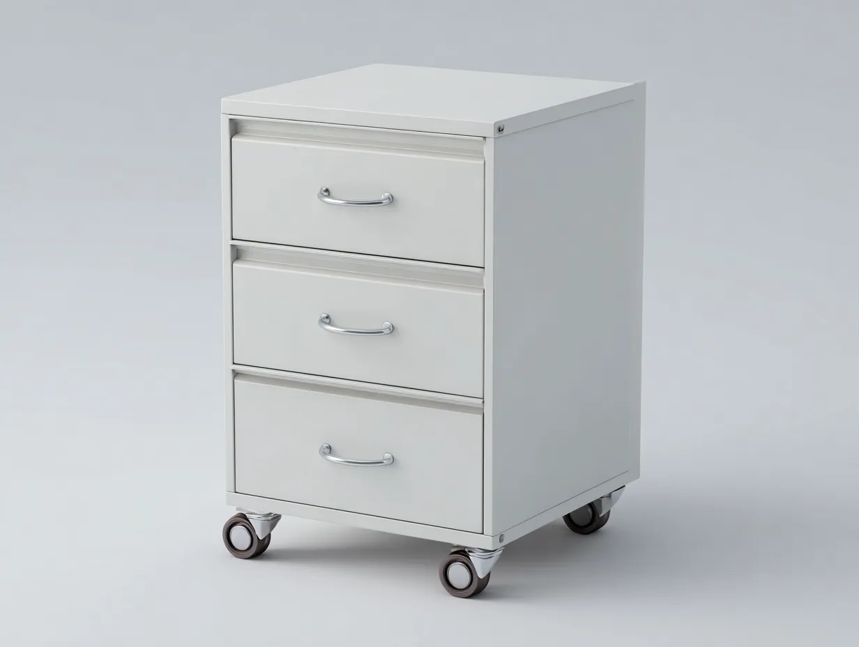 Aktenschrank 44x46x61 cm - Metall Weiß - Mobiler Bürocontainer mit 3 Griffschubladen-Craftuphub