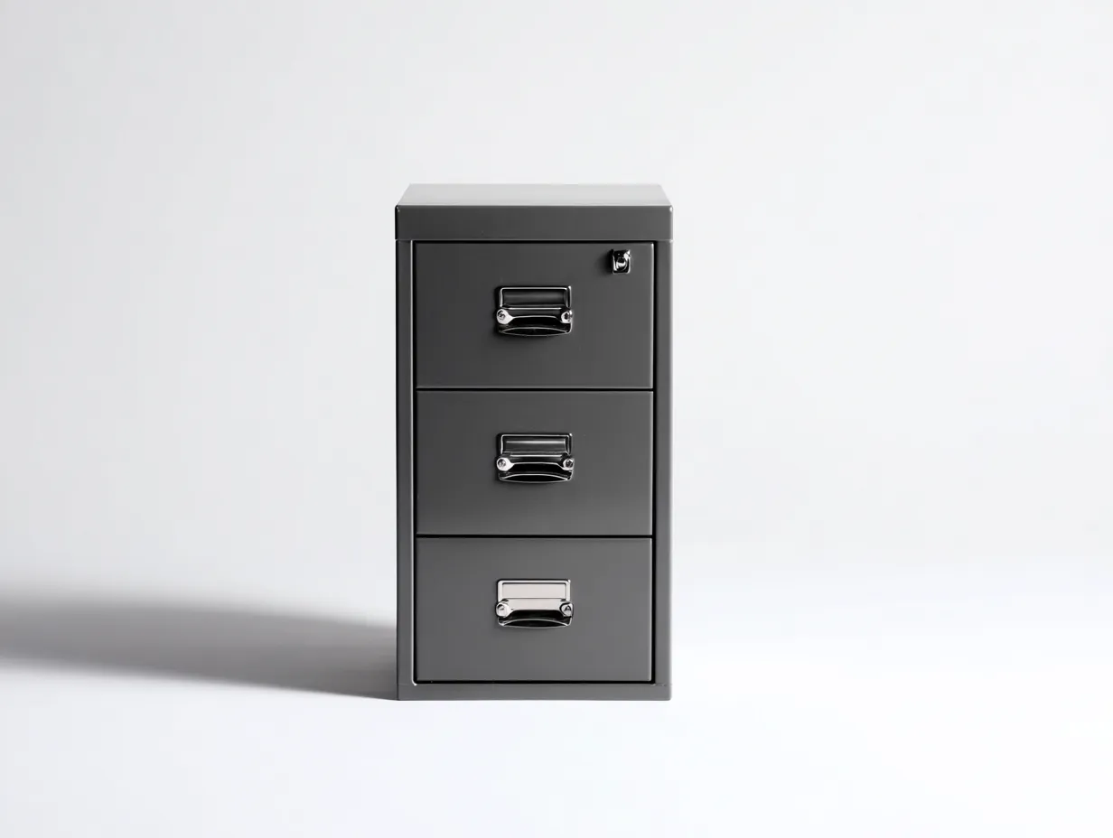 Aktenschrank 40x42x62 cm - Metall Dunkelgrau - Büro Schubladenschrank mit 3 Fächern und Schloss-Craftuphub