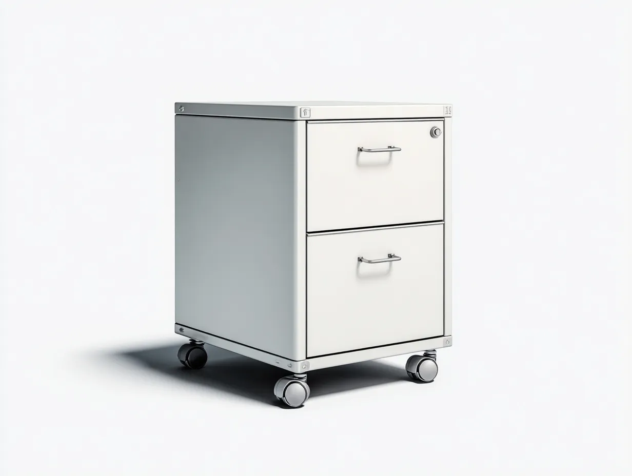 Aktenschrank 46x48x56 cm - Metall Weiß und Hellgrau - Rollcontainer für Büro mit 2 Schubladen-Craftuphub