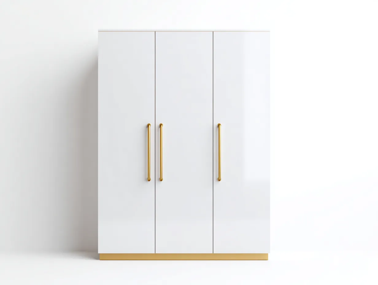 Kleiderschränke mit drei Türen-MDF-Holz-165x55x200 cm-Weiß-Gold-Moderner Stil-Jamoioroom