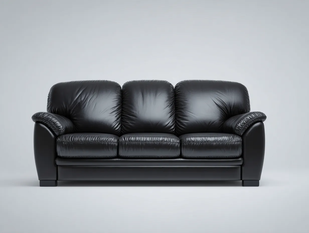 3 Sitzer Sofas-Leder-Holz-221x94x89 cm-Schwarz-Klassischer Stil-Jamoioroom