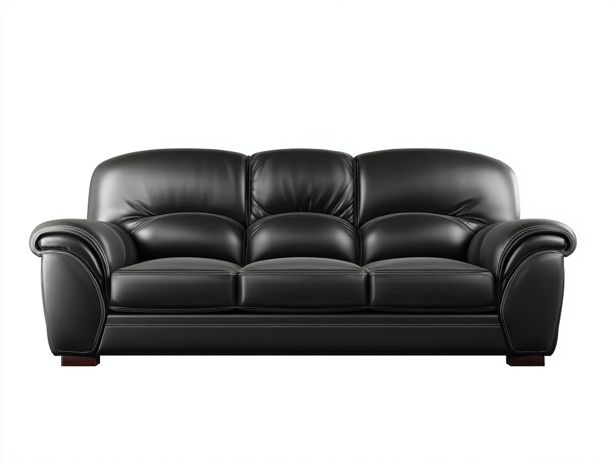 3 Sitzer Sofas-Leder-Holz-226x96x92 cm-Schwarz-Klassischer Stil-Jamoioroom