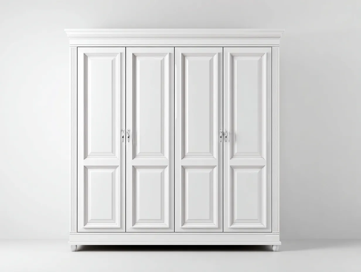 Kleiderschränke mit vier Türen-MDF-Holz-198x62x210 cm-Weiß-Klassischer Stil-Jamoioroom