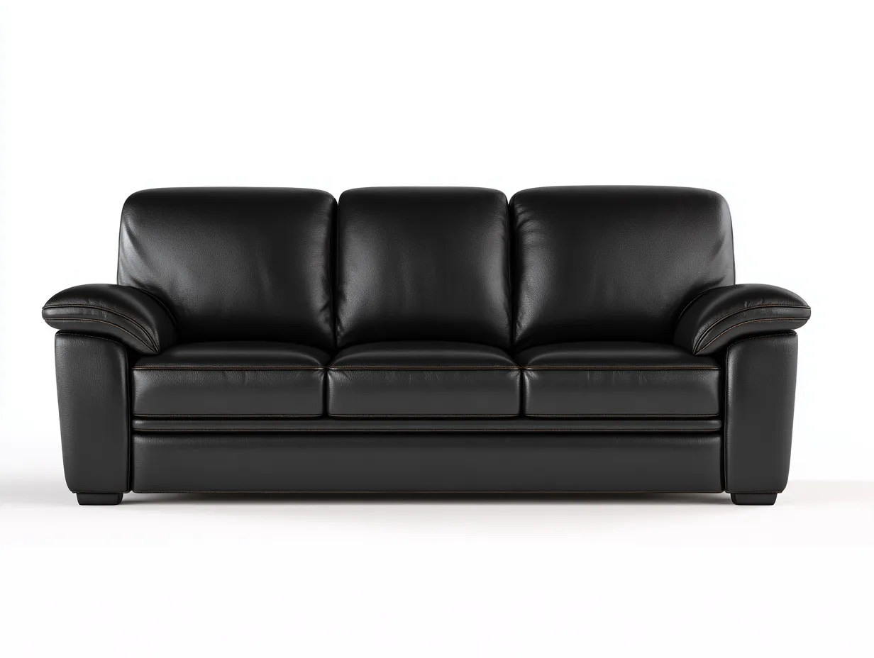 3 Sitzer Sofas-Leder-Holz-224x95x90 cm-Schwarz-Klassischer Stil-Jamoioroom