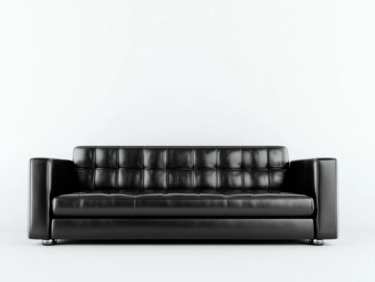 3 Sitzer Sofas-Leder-Metall-232x88x84 cm-Schwarz-Moderner Stil-Jamoioroom