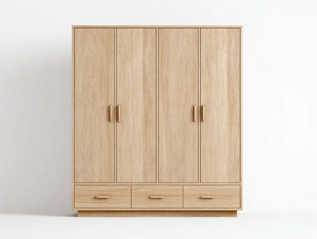Kleiderschränke mit vier Türen-MDF-Holz-200x60x205 cm-Braun-Moderner Stil-Jamoioroom
