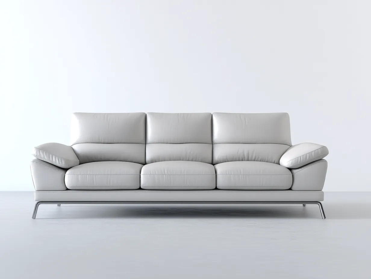 3 Sitzer Sofas-Leder-Metall-236x99x89 cm-Hellgrau-Moderner Stil-Jamoioroom