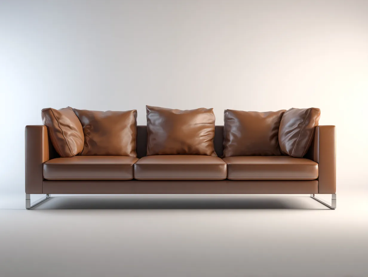 3 Sitzer Sofas-Leder-Metall-238x91x85 cm-Braun-Moderner Stil-Jamoioroom