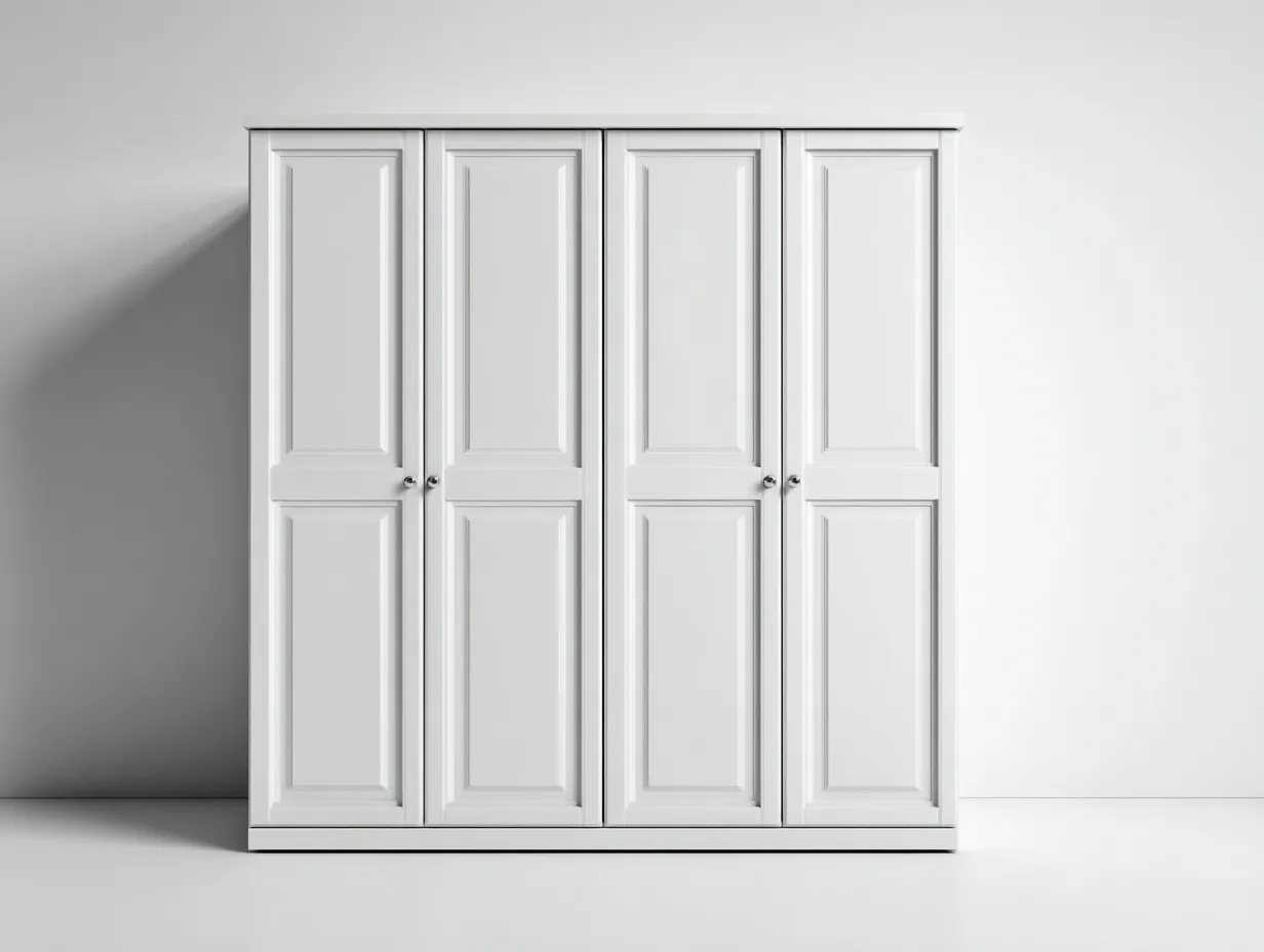 Kleiderschränke mit vier Türen-MDF-Holz-205x63x215 cm-Weiß-Klassischer Stil-Jamoioroom