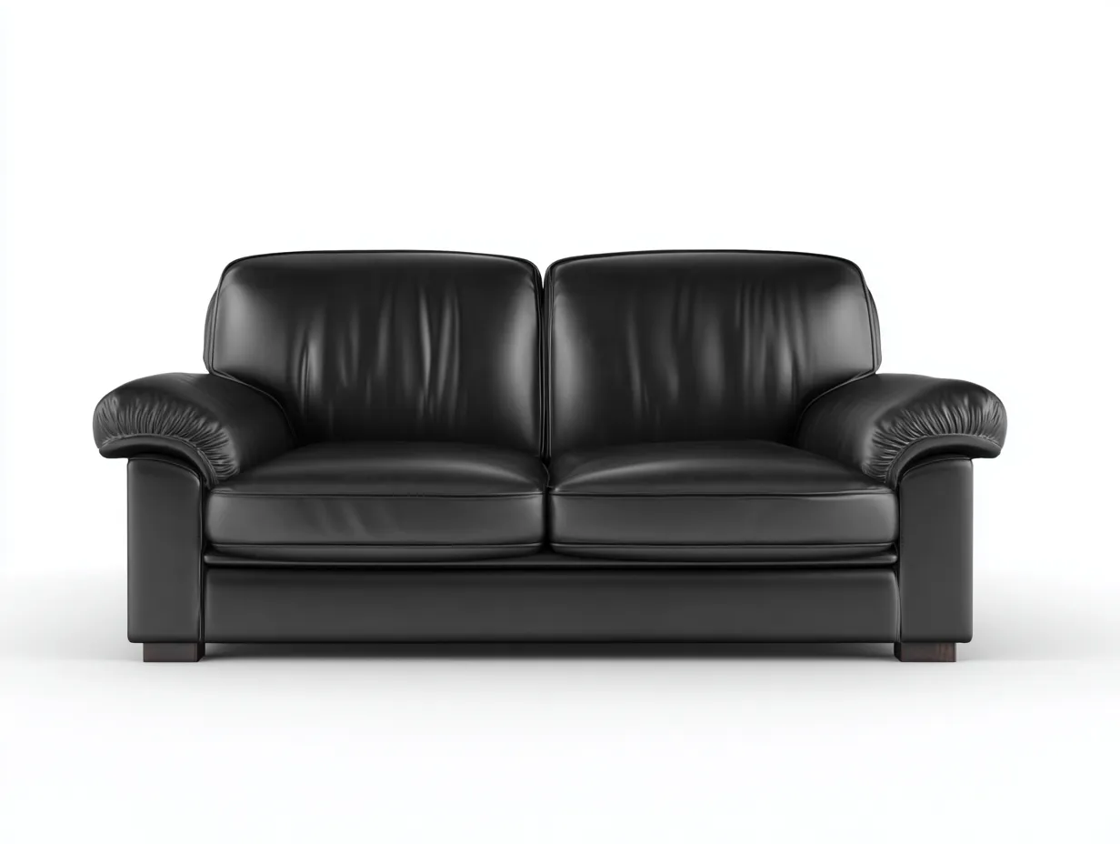 Zweisitzer Sofa-Leder-182x96x88 cm-Schwarz-Zeitloser Stil-Jamoioroom