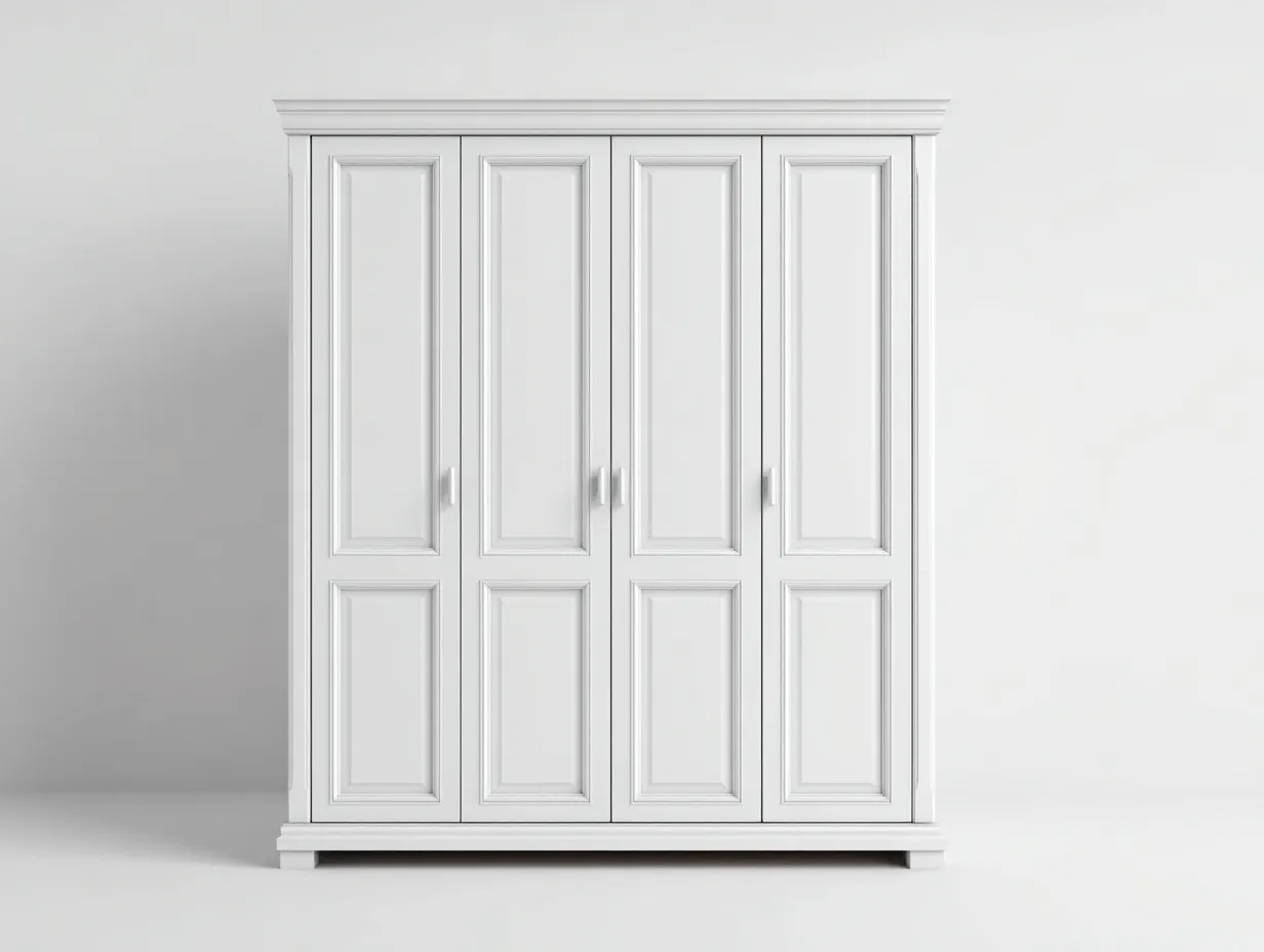 Kleiderschränke mit vier Türen-MDF-Holz-202x64x218 cm-Weiß-Klassischer Stil-Jamoioroom
