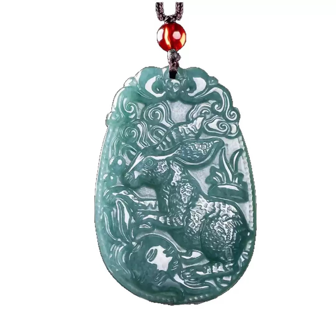 Large Natural Grade A "Blue Water" Jadeite Pendant – Chinese Zodiac Series