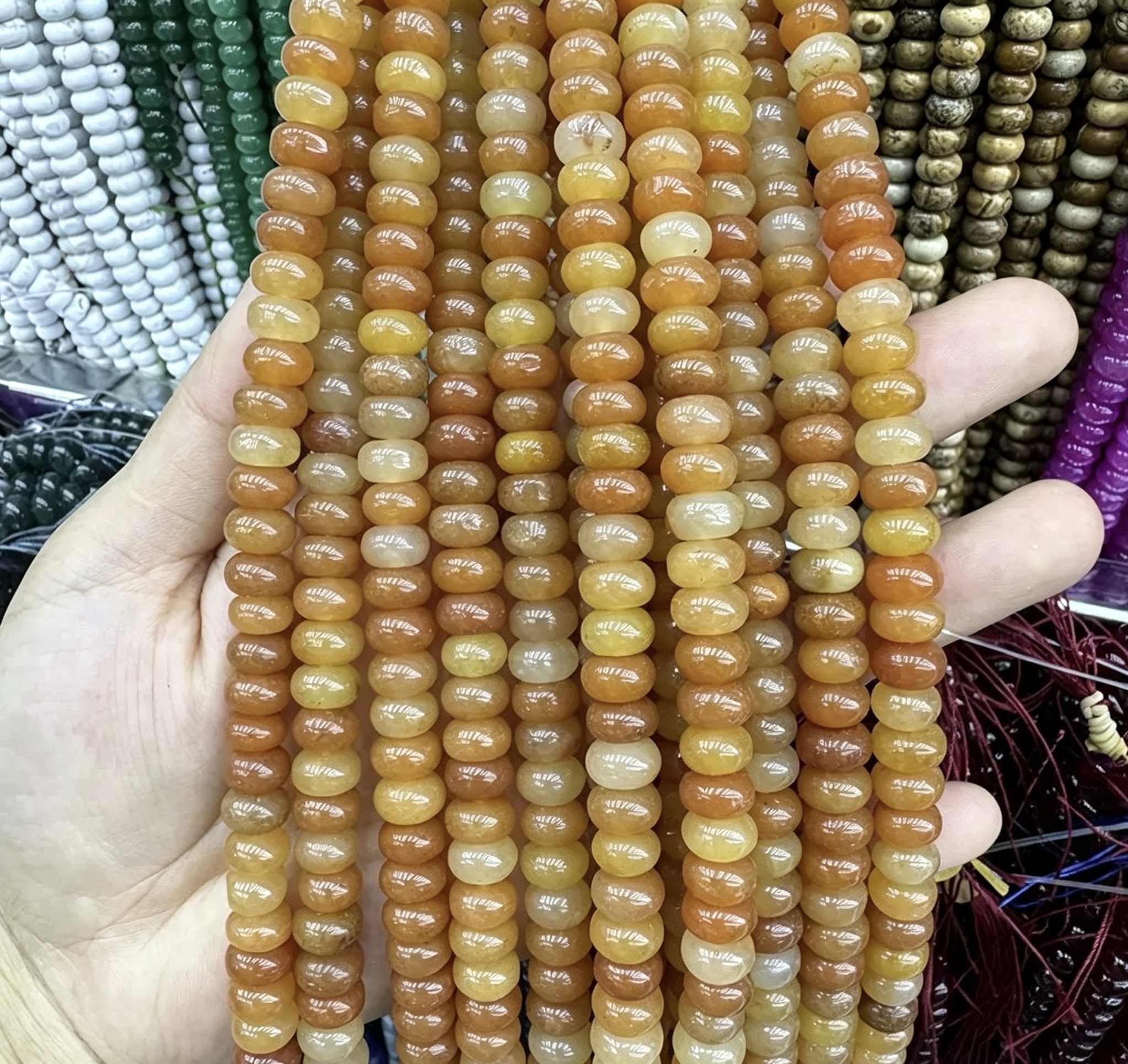 Mixed Natural Crystal Abacus Loose Beads, Healing Chakra Stone Spacer Beads for DIY Jewelry Making Bracelet Necklace