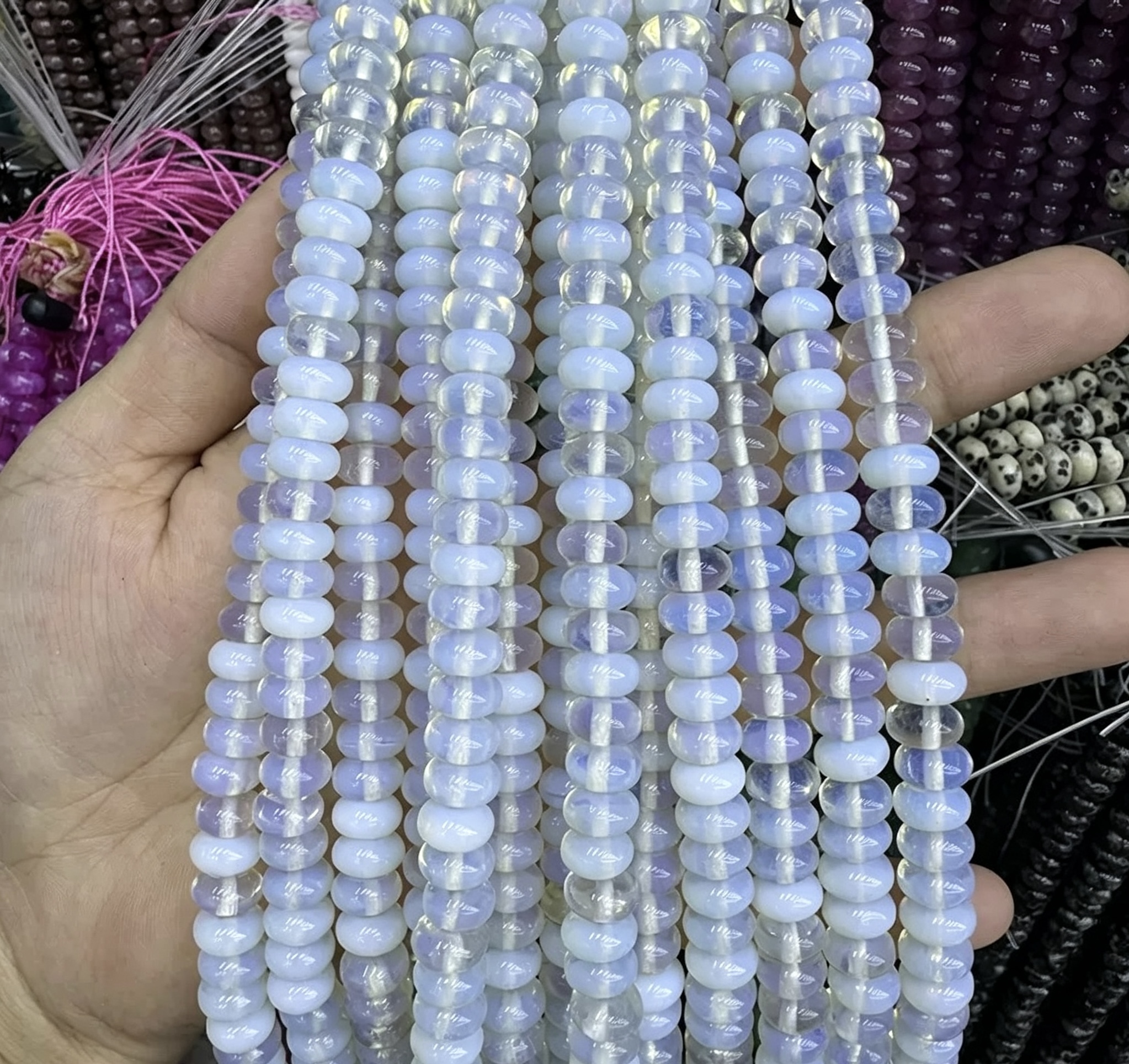 Mixed Natural Crystal Abacus Loose Beads, Healing Chakra Stone Spacer Beads for DIY Jewelry Making Bracelet Necklace