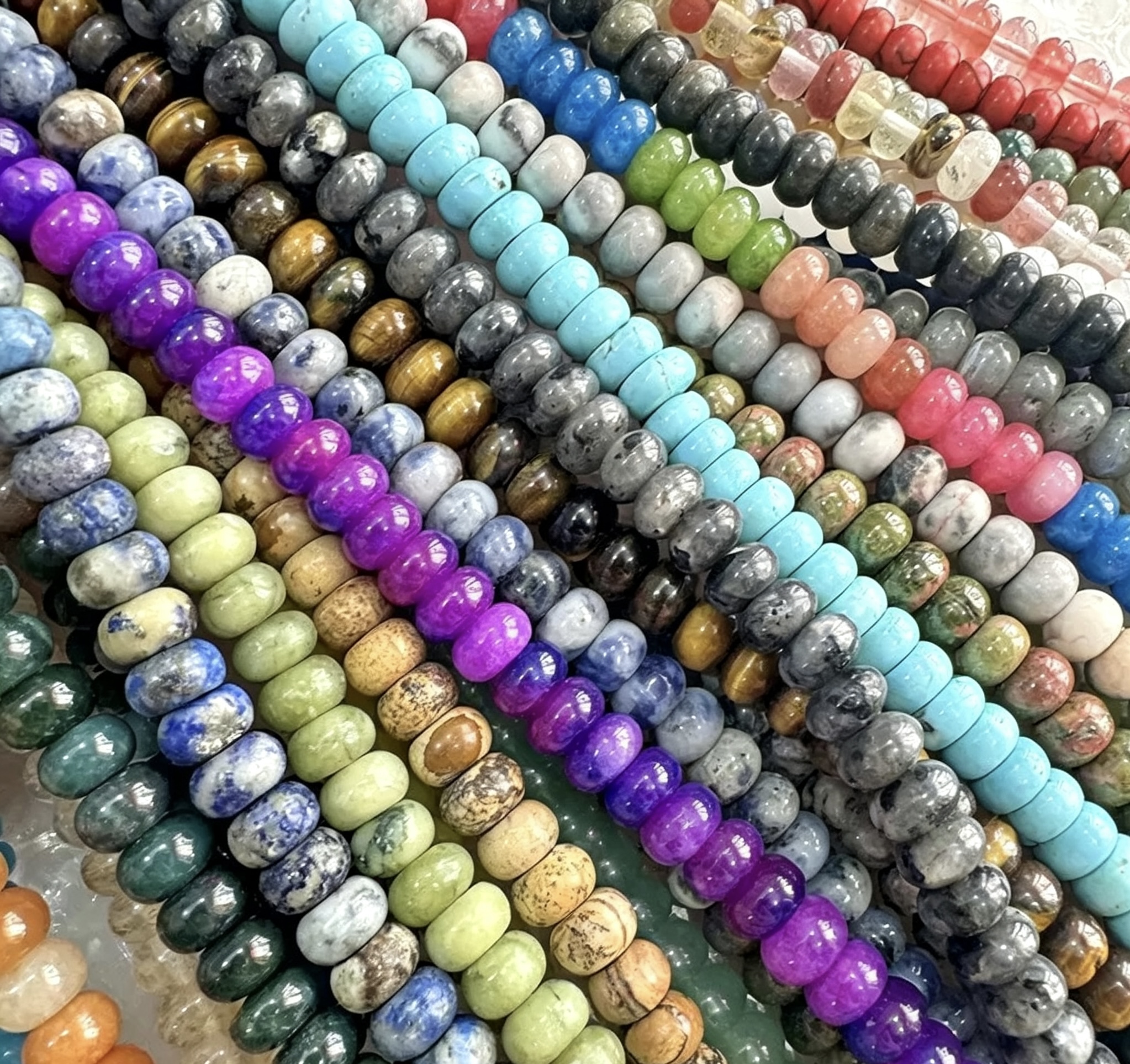 Mixed Natural Crystal Abacus Loose Beads, Healing Chakra Stone Spacer Beads for DIY Jewelry Making Bracelet Necklace