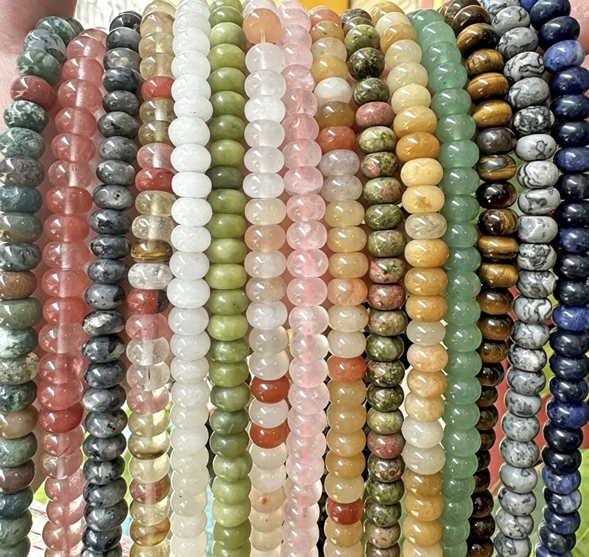 Mixed Natural Crystal Abacus Loose Beads, Healing Chakra Stone Spacer Beads for DIY Jewelry Making Bracelet Necklace