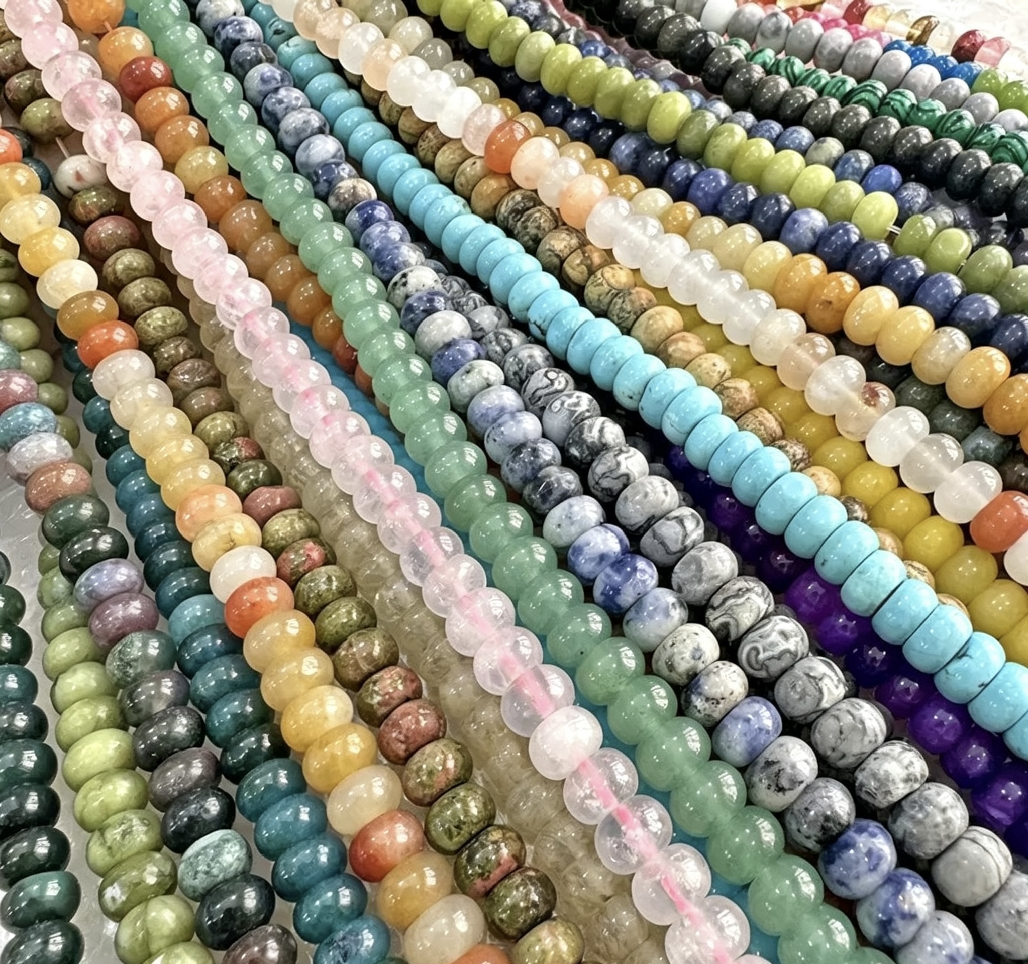 Mixed Natural Crystal Abacus Loose Beads, Healing Chakra Stone Spacer Beads for DIY Jewelry Making Bracelet Necklace