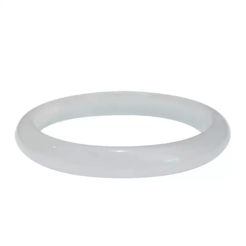 Natural white chalcedony (agate) bangle, also known as White Moonlight Lychee Jelly jade bangle