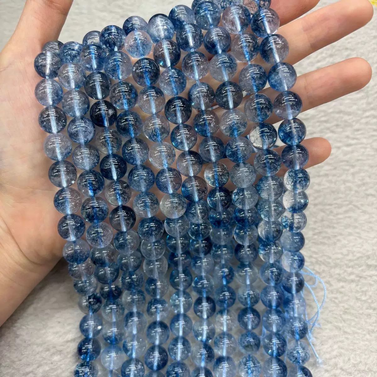 Optimized phantom quartz round beads (loose beads), suitable for making DIY bracelets.