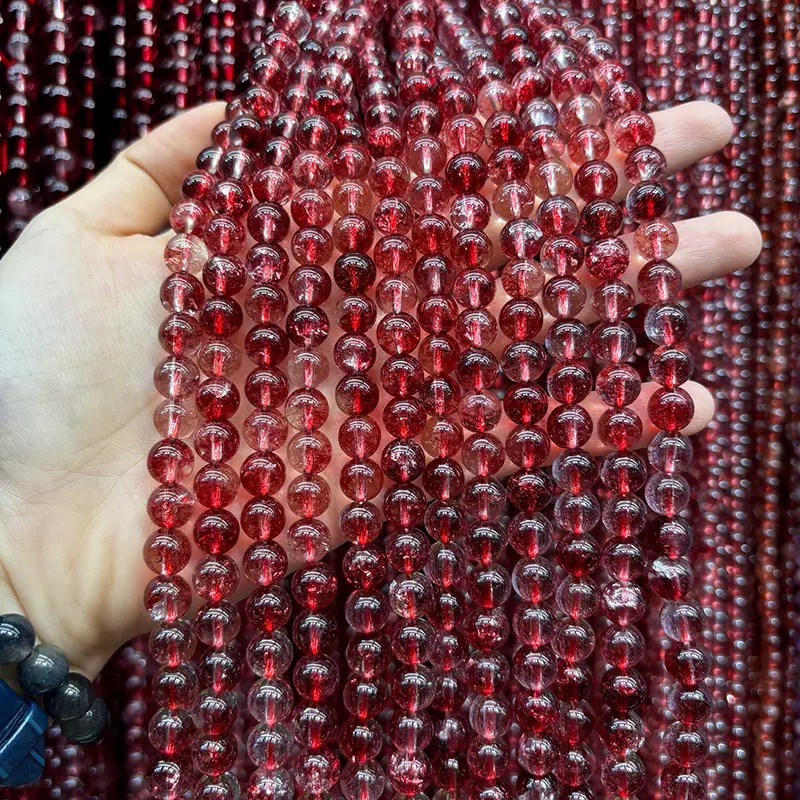Optimized phantom quartz round beads (loose beads), suitable for making DIY bracelets.