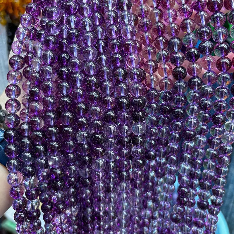 Optimized phantom quartz round beads (loose beads), suitable for making DIY bracelets.
