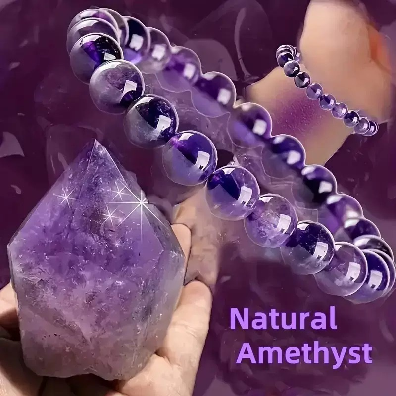 Natural Clear Amethyst Beaded Bracelet