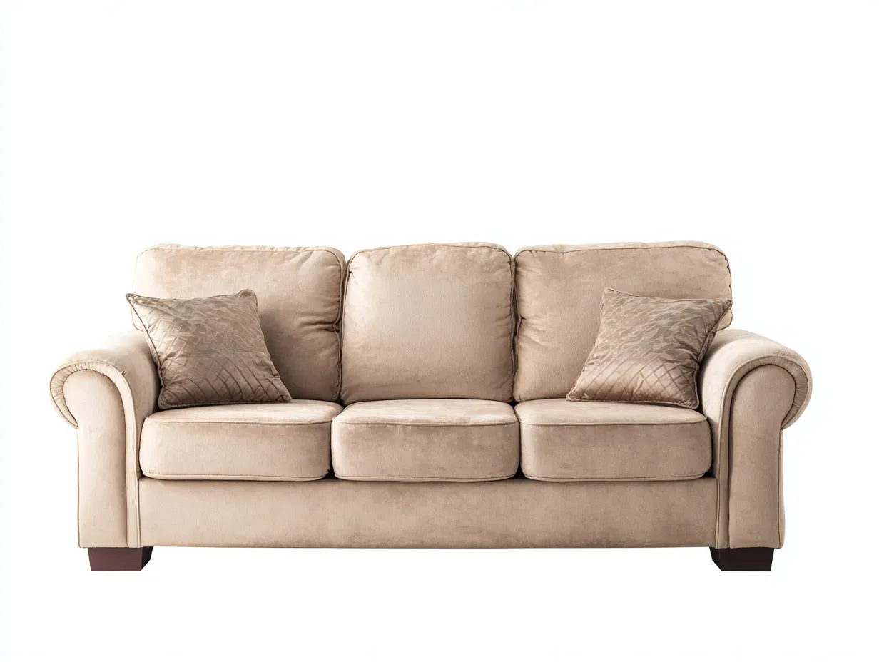 Canapé 3 places - Tissu-Bois-Mousse - 205 x 95 x 90 cm - Beige - Style classique-Bamboogobase