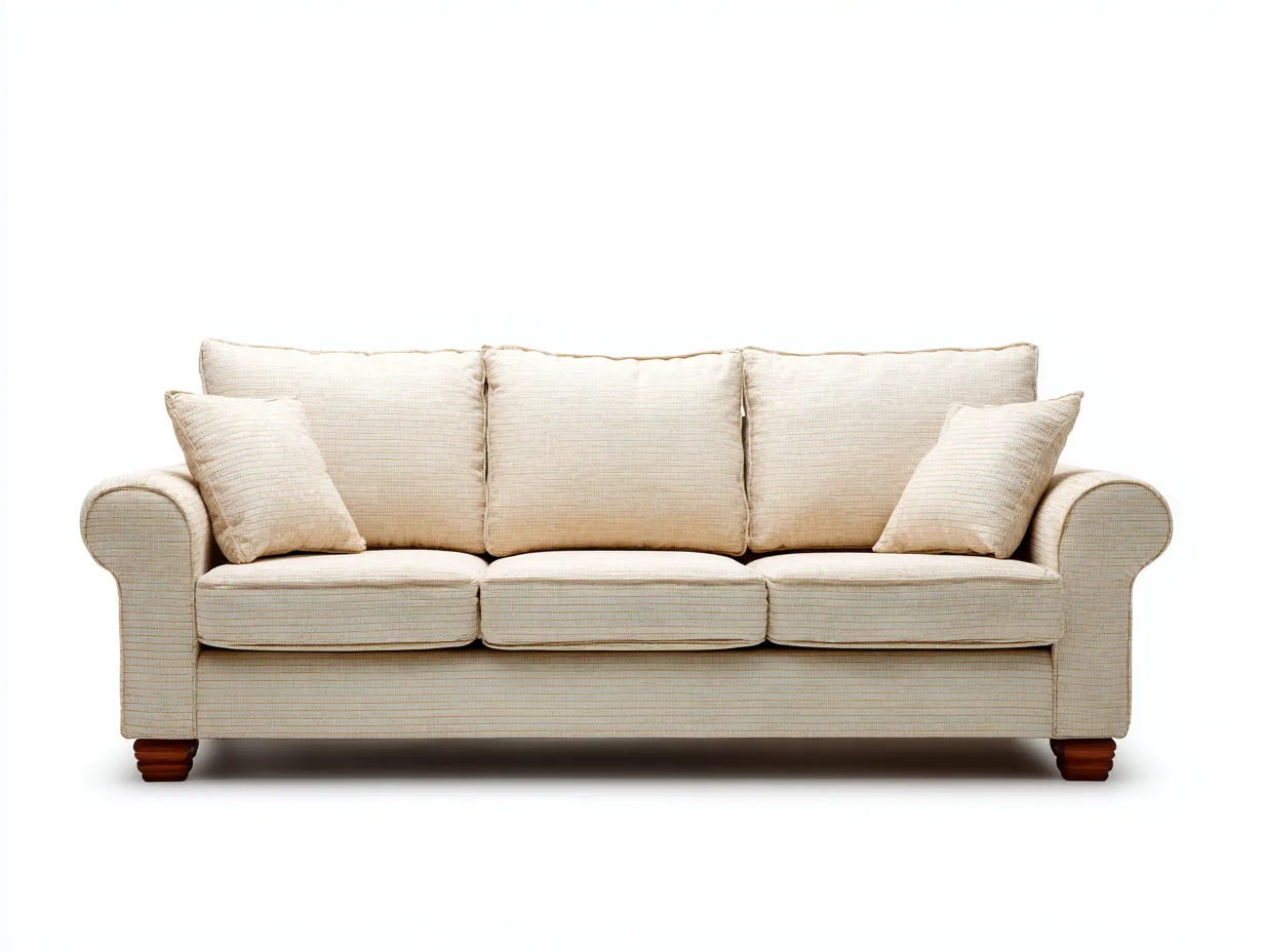 Canapé 3 places - Tissu-Bois-Mousse - 198 x 92 x 88 cm - Beige - Style classique-Bamboogobase