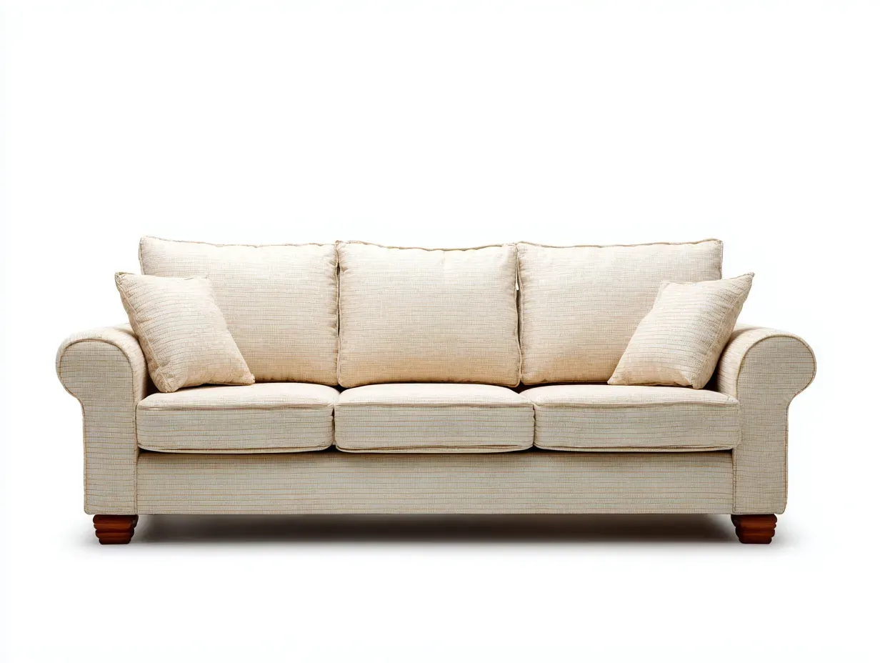 Canapé 3 places - Tissu-Bois-Mousse - 198 x 92 x 88 cm - Beige - Style classique-Bamboogobase