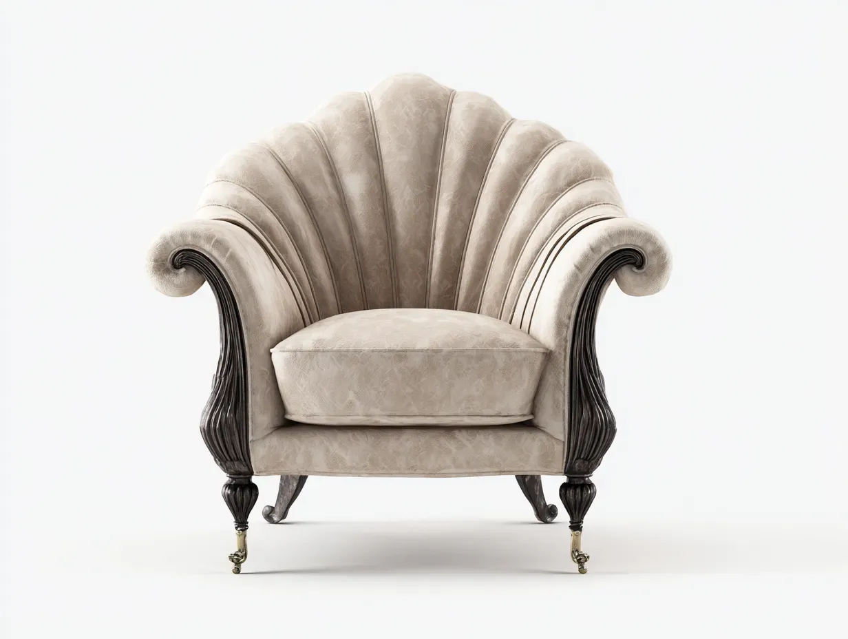 Fauteuil - velours-bois-métal - 96x92x98 cm - beige-noir - style classique luxe-Bamboogobase
