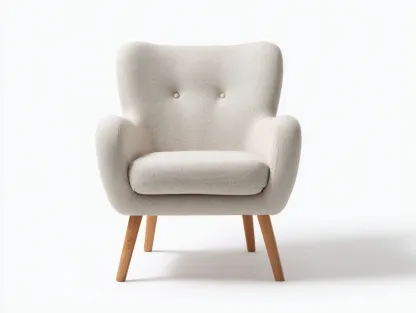 Fauteuil - tissu-bois - 79x77x86 cm - beige - style scandinave capitonné-Bamboogobase