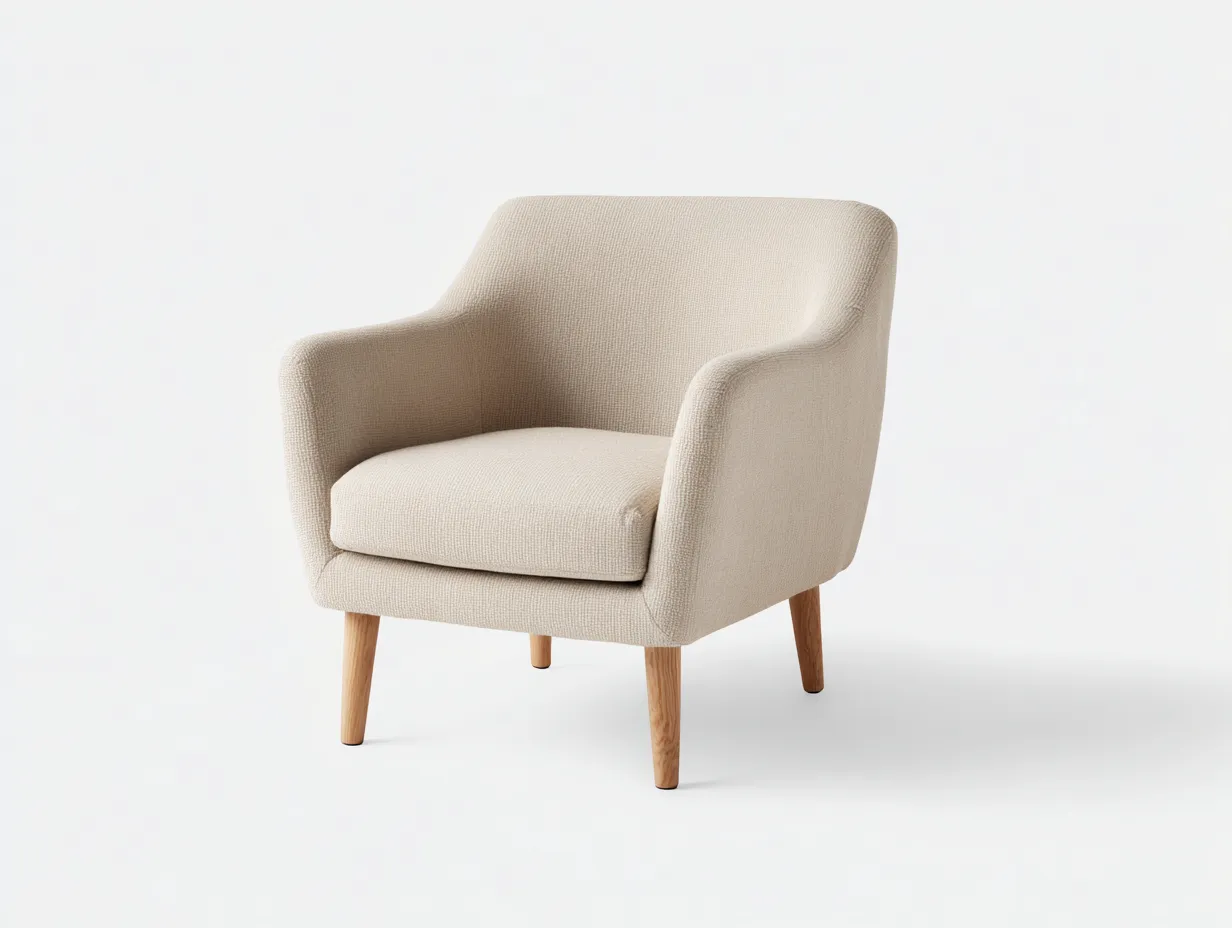 Fauteuil - tissu-bois - 81x78x83 cm - beige - style moderne compact-Bamboogobase