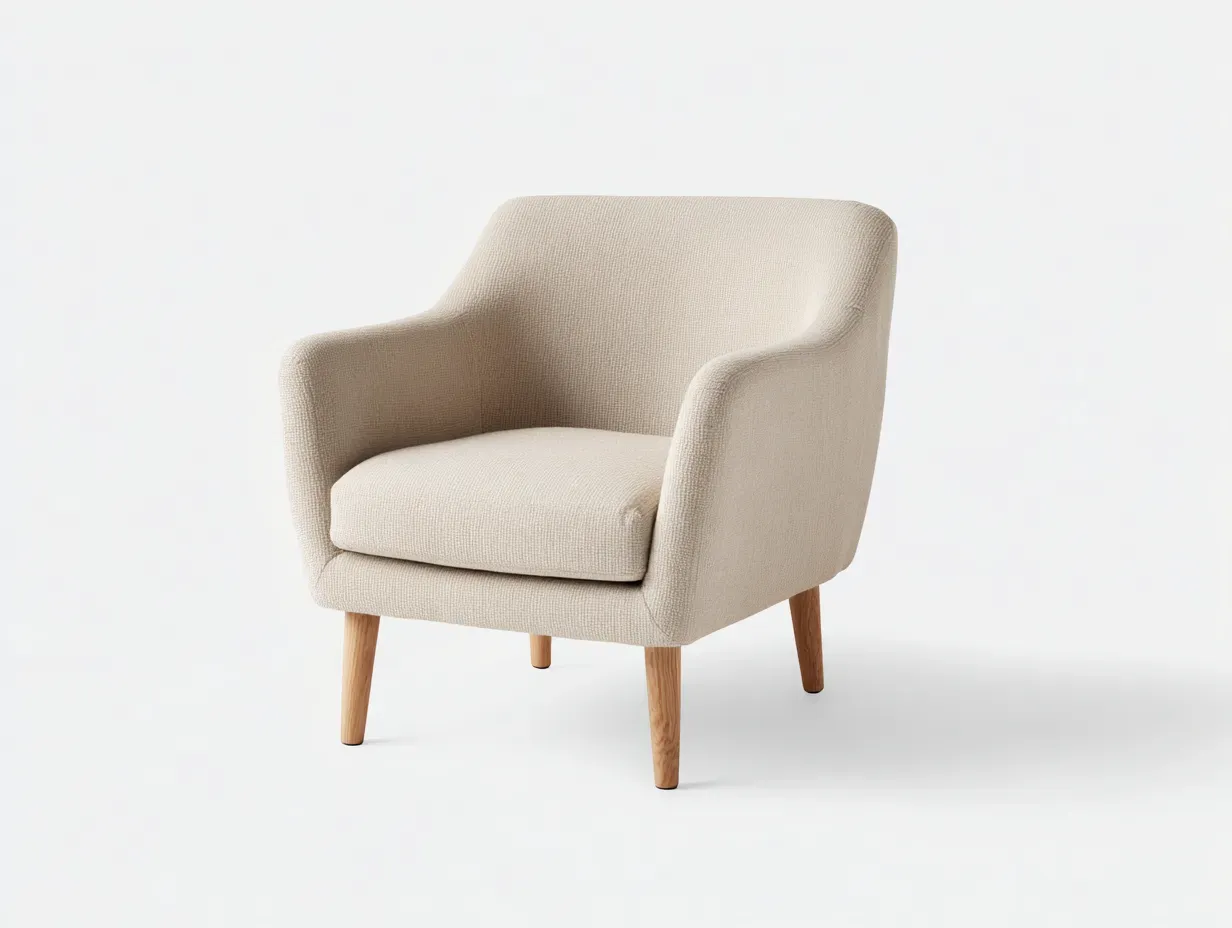 Fauteuil - tissu-bois - 81x78x83 cm - beige - style moderne compact-Bamboogobase
