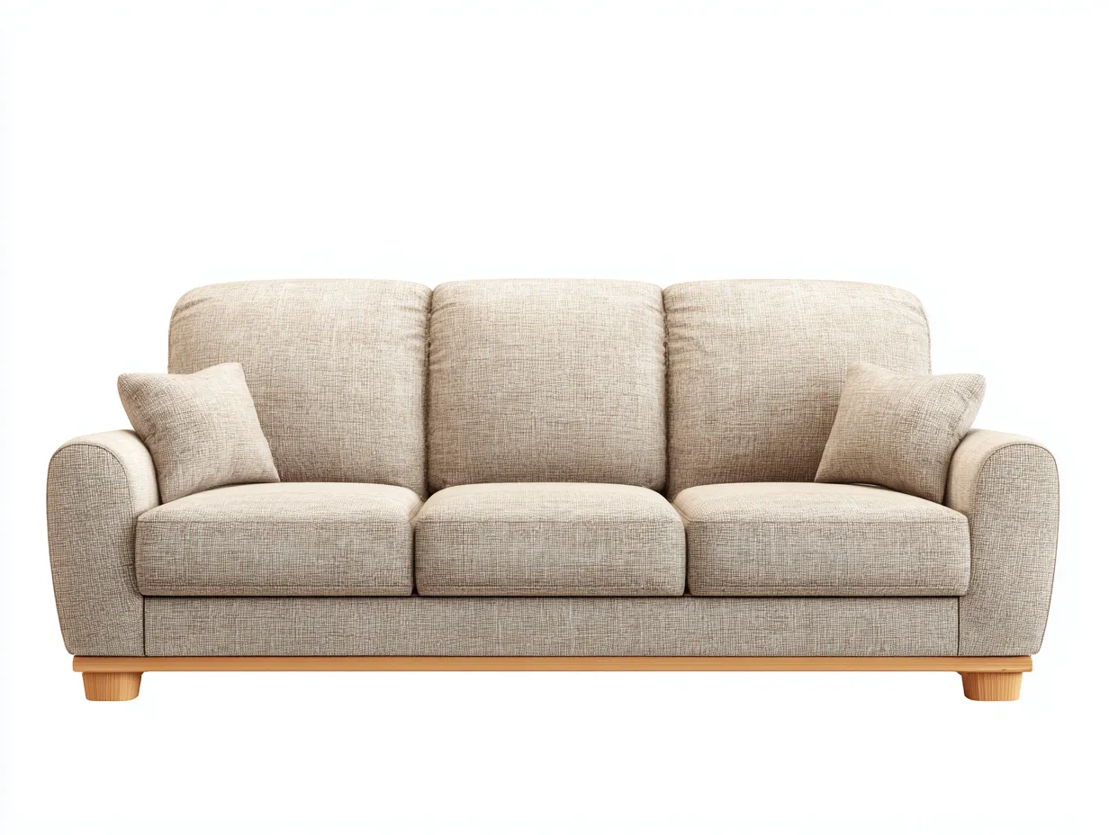Canapé 3 places - Tissu-Bois-Mousse - 210 x 96 x 89 cm - Beige - Style contemporain-Bamboogobase