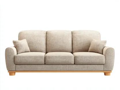 Canapé 3 places - Tissu-Bois-Mousse - 210 x 96 x 89 cm - Beige - Style contemporain-Bamboogobase