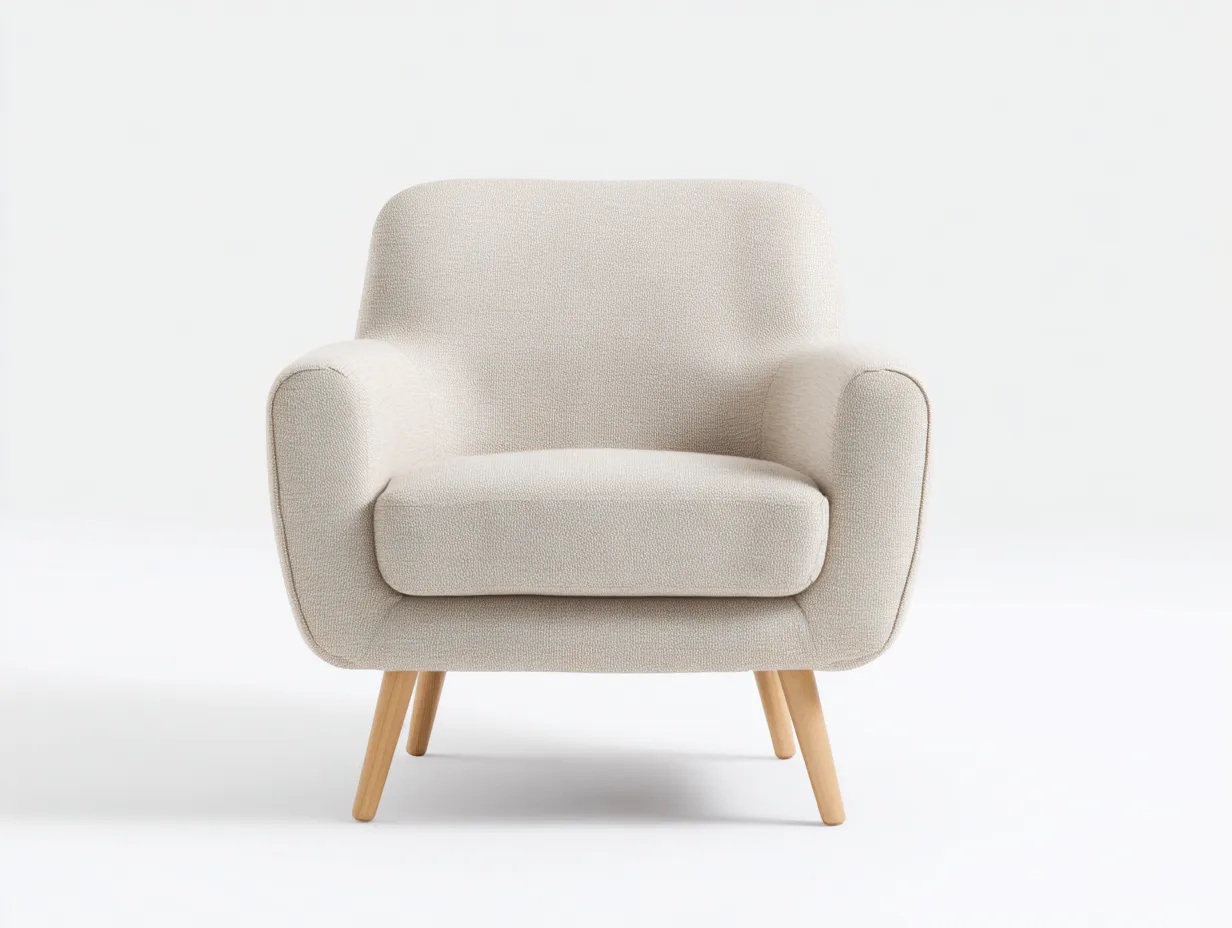 Fauteuil - tissu-bois - 80x78x84 cm - beige - style moderne doux-Bamboogobase