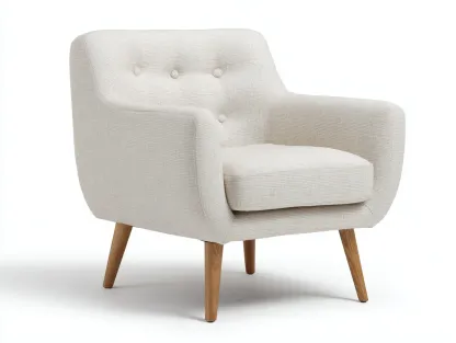 Fauteuil - tissu-bois - 82x79x87 cm - beige - style scandinave capitonné-Bamboogobase